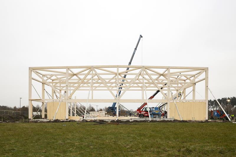 Holz im Gewerbebau für nachhaltige Betriebsräume